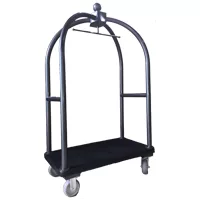 Carrinho Hotelaria Para Portaria Metalizado com CARPETE PRETO