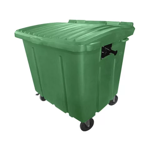 Container de Lixo ou Lixeira para Condomínios Verde de Plástico, 1000 Litros